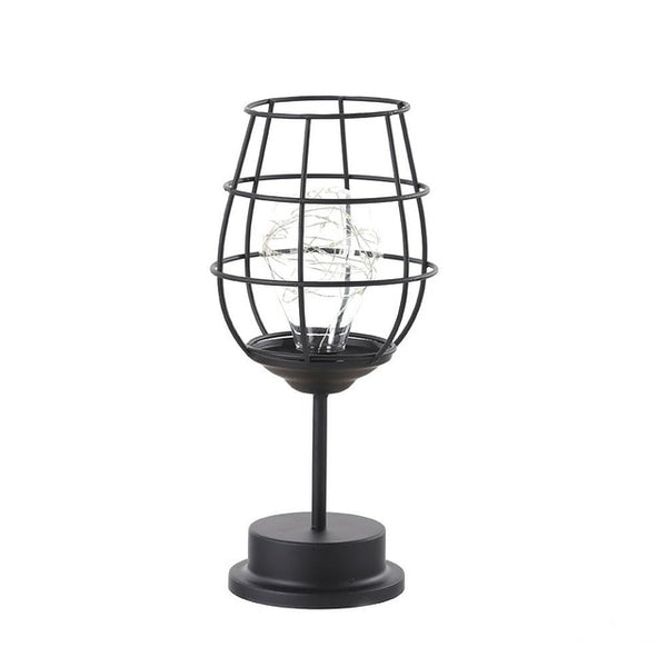 Retro Iron Table - Wine Bottle - Copper Wire Lights
