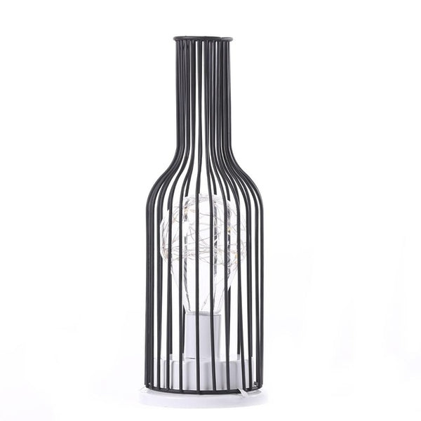 Retro Iron Table - Wine Bottle - Copper Wire Lights